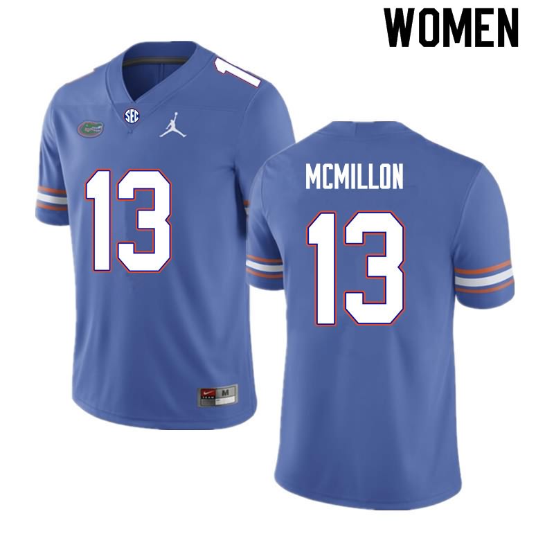 NCAA Florida Gators Donovan McMillon Women's #13 Nike Royal Stitched Authentic College Football Jersey BKE3864QU